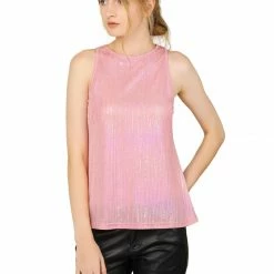 Allegra K Shiny Shimmer Tank Top