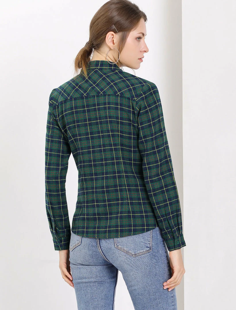 Allegra K Women's Plaid Tie Neck Button Down Long Sleeves Shirt Blouse 13 Allegra K Women's Plaid Tie Neck Button Down Long Sleeves Shirt Blouse