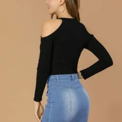 Allegra K Women's Denim Skirts Zip Front Slim Fit High Waist Mini Jean Skirt