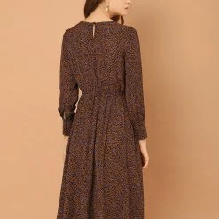 Allegra K Women's Puff Sleeve Dress Fit And Flare Round Neck Floral Dresses