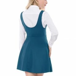 Allegra K Women Button Decor Flared Hem Above Knee Dress Suspender Skirt