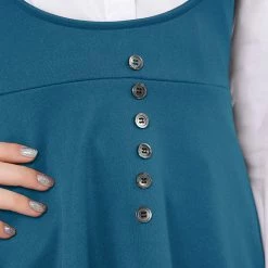 Allegra K Women Button Decor Flared Hem Above Knee Dress Suspender Skirt