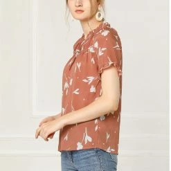 Allegra K Women's Floral Tie Neck Ruffle Short Sleeves Peasant Blouse Top 43 Allegra K Women's Floral Tie Neck Ruffle Short Sleeves Peasant Blouse Top