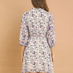 Allegra K Women's Tie Slit Ruffle Neck Bubble Sleeve Elastic Waist Boho Floral Dress 27 Allegra K Women's Tie Slit Ruffle Neck Bubble Sleeve Elastic Waist Boho Floral Dress