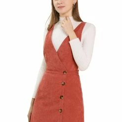 Allegra K Women's Corduroy Mini V Neck A-line Pinafore Bib Overall Dress 72 Allegra K Women's Corduroy Mini V Neck A-line Pinafore Bib Overall Dress