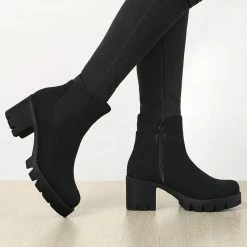 Allegra K Women's Lug Sole Chunky Heels Chelsea Combat Boots Shoes 45 Allegra K Women's Lug Sole Chunky Heels Chelsea Combat Boots Shoes