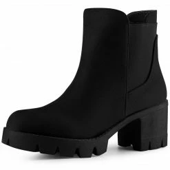 Allegra K Women's Lug Sole Chunky Heels Chelsea Combat Boots Shoes 44 Allegra K Women's Lug Sole Chunky Heels Chelsea Combat Boots Shoes