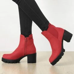 Allegra K Women's Lug Sole Chunky Heels Chelsea Combat Boots Shoes 38 Allegra K Women's Lug Sole Chunky Heels Chelsea Combat Boots Shoes