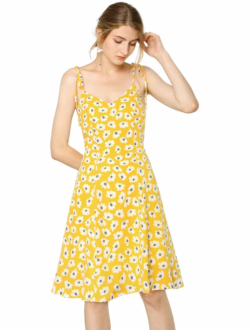 Allegra K Women's Summer Spaghetti Strap Floral Knee Length Sleeveless Smocked Dress 15 Allegra K Women's Summer Spaghetti Strap Floral Knee Length Sleeveless Smocked Dress