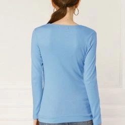 Women Allegra K Cowl Neck Long Sleeves Buttons Decor Ruched Top 108 Women Allegra K Cowl Neck Long Sleeves Buttons Decor Ruched Top