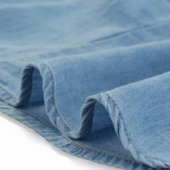 Allegra K Women's Denim Top Split Neck Chest Pocket Long Sleeve Jean Button Down Shirt