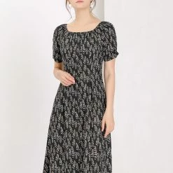 Allegra K Women's Pleated Waist Ruched Sleeve Floral Prints Flare Dress 29 Allegra K Women's Pleated Waist Ruched Sleeve Floral Prints Flare Dress