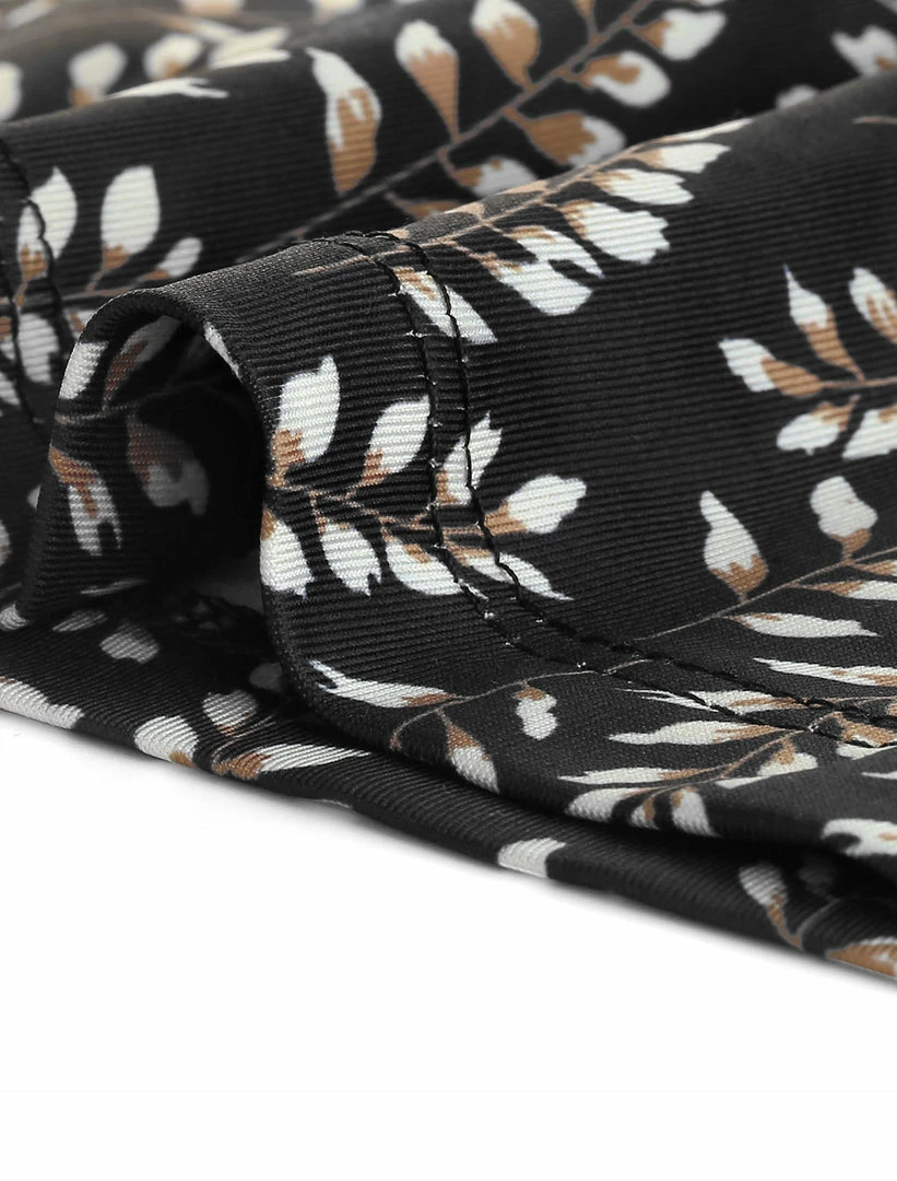 Allegra K Women's Pleated Waist Ruched Sleeve Floral Prints Flare Dress 14 Allegra K Women's Pleated Waist Ruched Sleeve Floral Prints Flare Dress