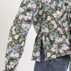 Allegra K Women's V Neck Ruched Long Ruffle Sleeves Floral Printed Peplum Blouse Top 15 Allegra K Women's V Neck Ruched Long Ruffle Sleeves Floral Printed Peplum Blouse Top