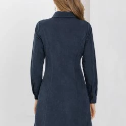 Allegra K Women's Vintage Button Front Mini Long Sleeve Shirt Dress 27 Allegra K Women's Vintage Button Front Mini Long Sleeve Shirt Dress