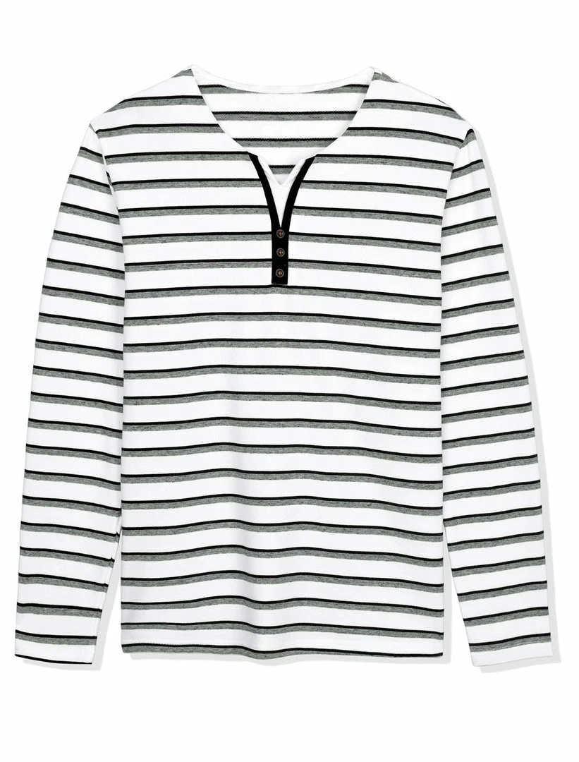 Allegra K Men's Striped Tees V Neck Long Sleeve Black And White Stripe T-shirt 18 Allegra K Men's Striped Tees V Neck Long Sleeve Black And White Stripe T-shirt