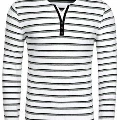 Allegra K Men's Striped Tees V Neck Long Sleeve Black And White Stripe T-shirt 39 Allegra K Men's Striped Tees V Neck Long Sleeve Black And White Stripe T-shirt