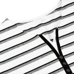 Allegra K Men's Striped Tees V Neck Long Sleeve Black And White Stripe T-shirt 41 Allegra K Men's Striped Tees V Neck Long Sleeve Black And White Stripe T-shirt