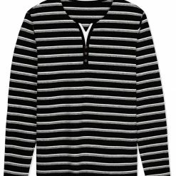 Allegra K Men's Striped Tees V Neck Long Sleeve Black And White Stripe T-shirt 31 Allegra K Men's Striped Tees V Neck Long Sleeve Black And White Stripe T-shirt