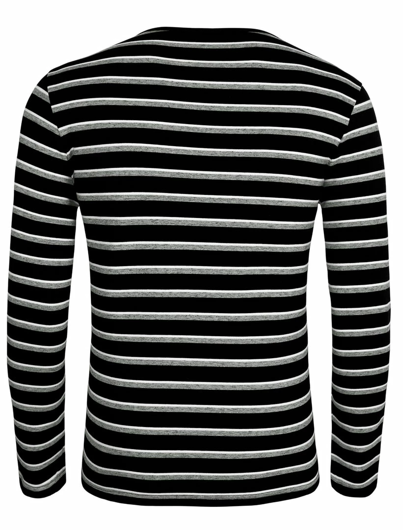 Allegra K Men's Striped Tees V Neck Long Sleeve Black And White Stripe T-shirt 13 Allegra K Men's Striped Tees V Neck Long Sleeve Black And White Stripe T-shirt