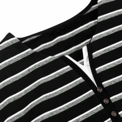 Allegra K Men's Striped Tees V Neck Long Sleeve Black And White Stripe T-shirt 34 Allegra K Men's Striped Tees V Neck Long Sleeve Black And White Stripe T-shirt