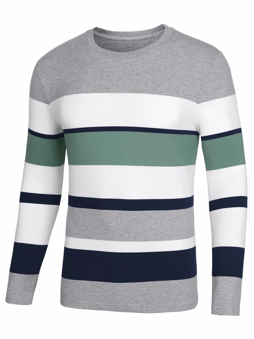 Allegra K Tops Men's Father's Day Basic Color Block Crew Neck Casual Pullover Long Sleeve Tees 9 Allegra K Tops Men's Father's Day Basic Color Block Crew Neck Casual Pullover Long Sleeve Tees