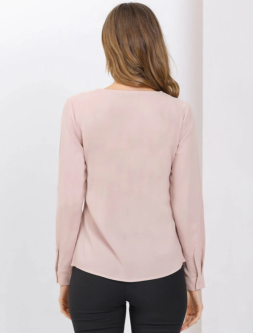 Allegra K Women's Lace V Neck Long Sleeve Casual Elegant Chiffon Tops 19 Allegra K Women's Lace V Neck Long Sleeve Casual Elegant Chiffon Tops