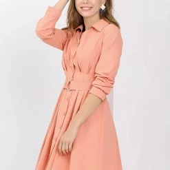 Allegra K Women's Cotton Turndown Collar V Neck Shirt Dress With Belt 13 Allegra K Women's Cotton Turndown Collar V Neck Shirt Dress With Belt