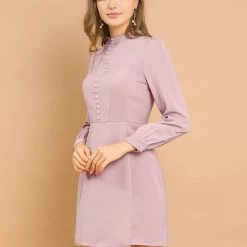 Allegra K Women's Elegant Mock Neck Faux Pearl Decor Puff Long Sleeves Sheath Dress 24 Allegra K Women's Elegant Mock Neck Faux Pearl Decor Puff Long Sleeves Sheath Dress