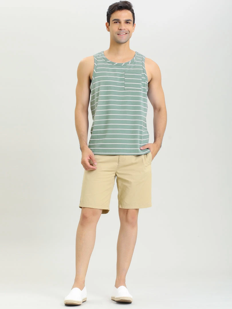 Allegra K Men's Striped Round Neck Color Block Sleeveless Basic Tank Top With Pocket 25 Allegra K Men's Striped Round Neck Color Block Sleeveless Basic Tank Top With Pocket