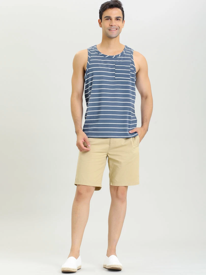 Allegra K Men's Striped Round Neck Color Block Sleeveless Basic Tank Top With Pocket 19 Allegra K Men's Striped Round Neck Color Block Sleeveless Basic Tank Top With Pocket