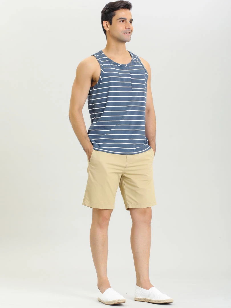 Allegra K Men's Striped Round Neck Color Block Sleeveless Basic Tank Top With Pocket 20 Allegra K Men's Striped Round Neck Color Block Sleeveless Basic Tank Top With Pocket