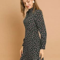 Allegra K Women's Dots Print Shirt Dress Half Placket Puff Long Sleeve Floral Print Shirtdress 27 Allegra K Women's Dots Print Shirt Dress Half Placket Puff Long Sleeve Floral Print Shirtdress