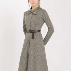 Allegra K Plaid Button Up Tie Neck Midi Dress 29 Allegra K Plaid Button Up Tie Neck Midi Dress