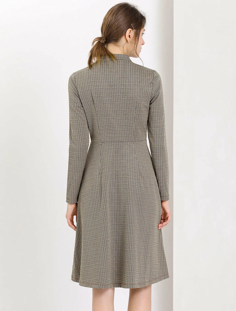 Allegra K Plaid Button Up Tie Neck Midi Dress 8 Allegra K Plaid Button Up Tie Neck Midi Dress