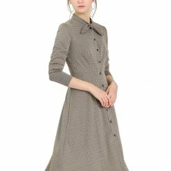 Allegra K Plaid Button Up Tie Neck Midi Dress 28 Allegra K Plaid Button Up Tie Neck Midi Dress