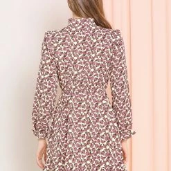 Allegra K Women's Ruffle Stand Collar Buttons Elastic Waist Floral Dress 27 Allegra K Women's Ruffle Stand Collar Buttons Elastic Waist Floral Dress