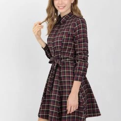 Allegra K Women's Plaid Lantern Sleeve Waist Belt Aline Dress 39 Allegra K Women's Plaid Lantern Sleeve Waist Belt Aline Dress