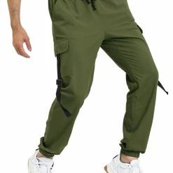 Allegra K Men's Cargo Pants Drawstring Elastic Waist Jogger Casual Work Pants
