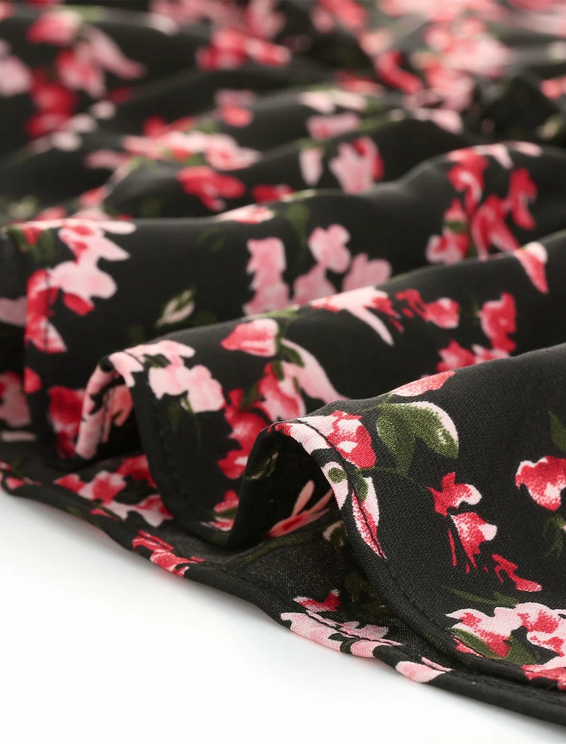 Allegra K Women's Smocked Waist Ruffle Hem V Neck Fit And Flare Mini Floral Dress 15 Allegra K Women's Smocked Waist Ruffle Hem V Neck Fit And Flare Mini Floral Dress