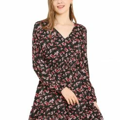 Allegra K Women's Smocked Waist Ruffle Hem V Neck Fit And Flare Mini Floral Dress 23 Allegra K Women's Smocked Waist Ruffle Hem V Neck Fit And Flare Mini Floral Dress