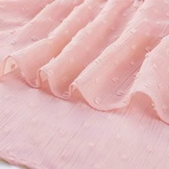 Allegra K Deep V Neck Drawstring Ruffled Swiss Dots Long Sleeves Sheer Chiffon Blouse