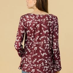 Allegra K Pleated Loose Retro Floral Long Sleeve Top 26 Allegra K Pleated Loose Retro Floral Long Sleeve Top