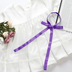 Allegra K Adjustable Self Tie Bowtie Bowknot For Women Men Solid Color Light Purple