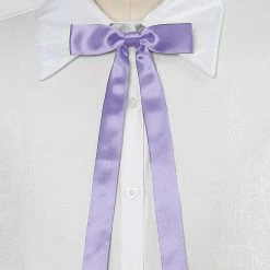 Allegra K Adjustable Self Tie Bowtie Bowknot For Women Men Solid Color Light Purple