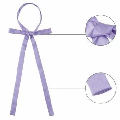 Allegra K Adjustable Self Tie Bowtie Bowknot For Women Men Solid Color Light Purple