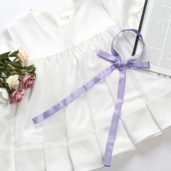 Allegra K Adjustable Self Tie Bowtie Bowknot For Women Men Solid Color Light Purple