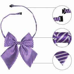 Allegra K Women's Pre-Tied Bowknot Bow Tie Striped Uniform Adjustable Bowtie Cosplay Costume Accessories