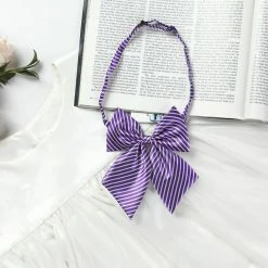 Allegra K Women's Pre-Tied Bowknot Bow Tie Striped Uniform Adjustable Bowtie Cosplay Costume Accessories