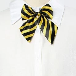 Allegra K Women's Pre-Tied Bowknot Bow Tie Striped Uniform Adjustable Bowtie Cosplay Costume Accessories